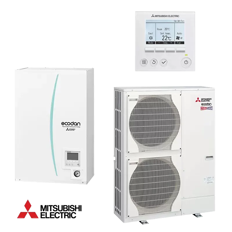 Термопомпа Hydro box Mitsubishi Ecodan ERSC-MED + PUHZ-SHW140YHA - Zubadan (трифазна)