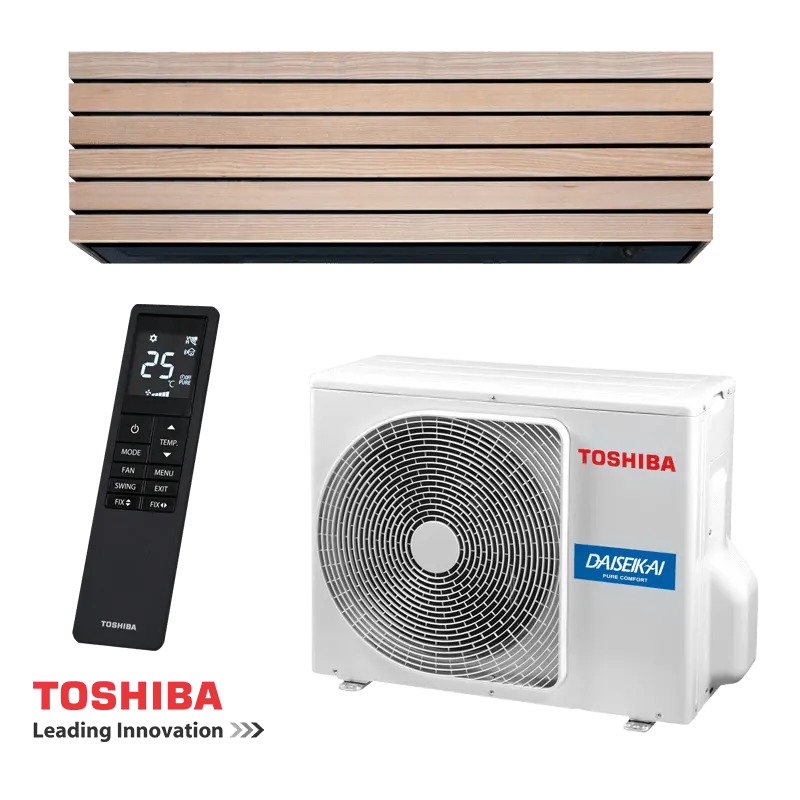 Инверторен климатик Toshiba Super Daiseikai 10 WOOD RAS-B10S4KVDG-E / RAS-10S4AVPG-E